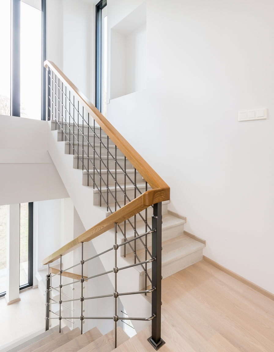 Individuelles Geländer aus Stahl und Glas